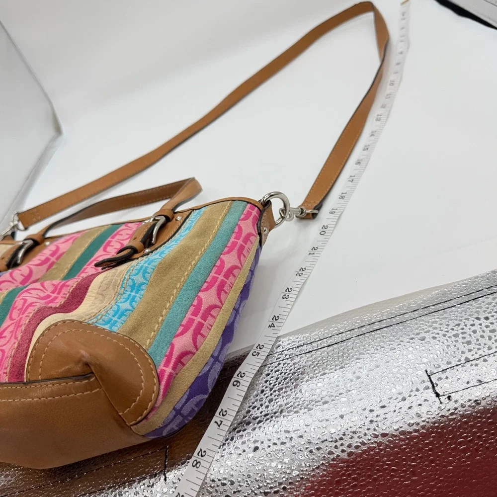 Fossil Y2K Patchwork Satchel Small Multi Color Jacquard Striped Crossbody Bag
